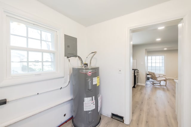 8345 Pontiac Lake Rd, White Lake, MI 48386 - utility room with electric water heater and electric panel