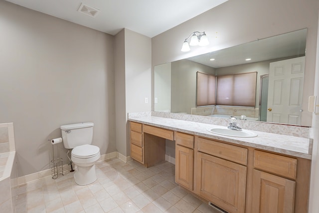 52201 Boland Rd, Chesterfield, MI 48047 - bathroom featuring toilet, tile patterned floors, a garden tub, and vanity