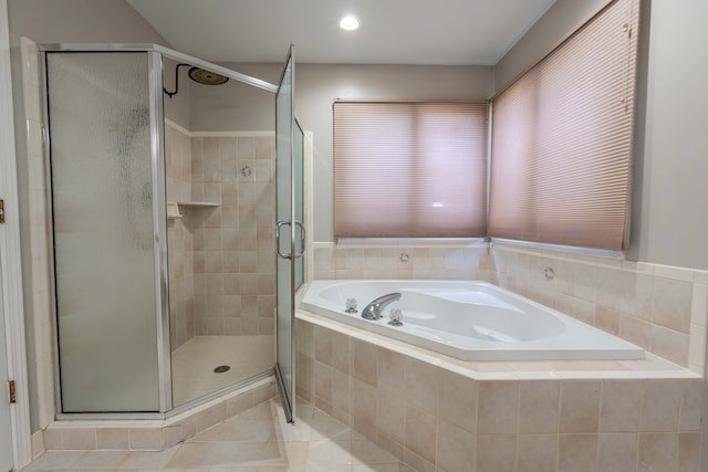 52201 Boland Rd, Chesterfield, MI 48047 - full bath with a garden tub, a stall shower, and tile patterned floors