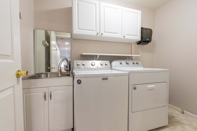 52201 Boland Rd, Chesterfield, MI 48047 - clothes washing area with cabinet space, separate washer and dryer, and baseboards