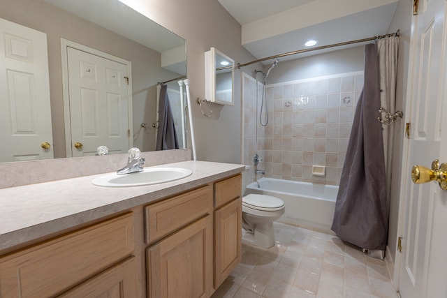 52201 Boland Rd, Chesterfield, MI 48047 - full bath featuring tile patterned flooring, vanity, toilet, and shower / bathtub combination with curtain