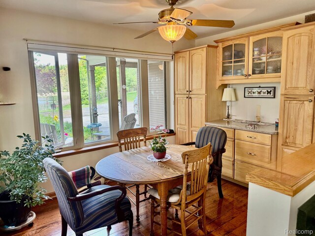 5793 Gark Rd, Attica, MI 48412 - dining area with hardwood / wood-style floors and ceiling fan
