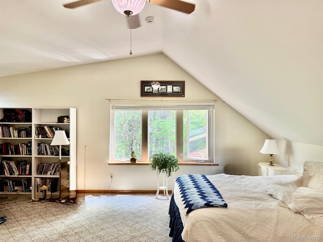 5793 Gark Rd, Attica, MI 48412 - bedroom with vaulted ceiling, carpet, ceiling fan, and baseboards