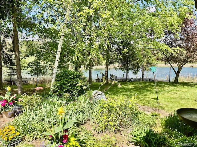 5793 Gark Rd, Attica, MI 48412 - view of green lawn featuring a boat dock and a water view