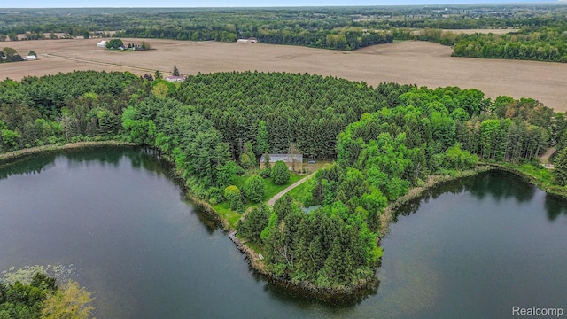 5793 Gark Rd, Attica, MI 48412 - aerial overview of property's location with a large body of water and a forest
