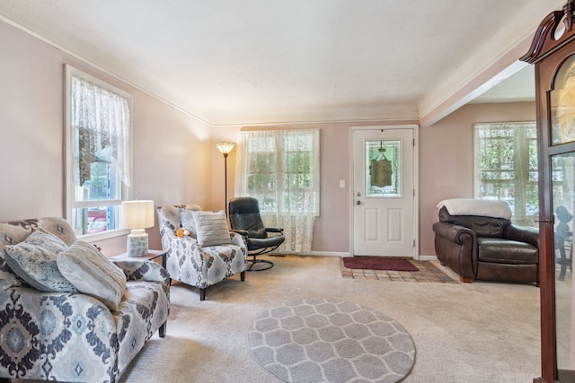 3128 Woodside St, Dearborn, MI 48124 - carpeted living room featuring ornamental molding and baseboards