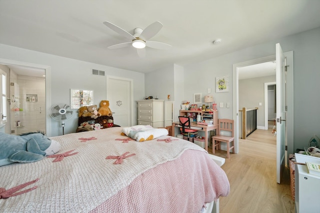 1663 Fairway Dr, Birmingham, MI 48009 - bedroom with light wood finished floors and a ceiling fan