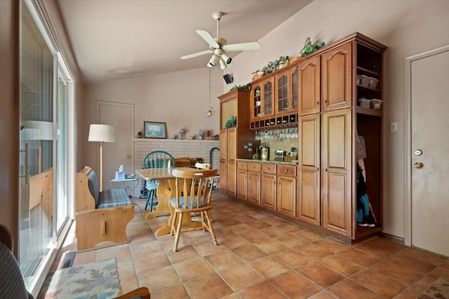 1831 Ansal Dr, Rochester Hills, MI 48309 - dining space with a ceiling fan and lofted ceiling