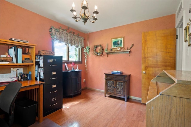 1831 Ansal Dr, Rochester Hills, MI 48309 - office space with a chandelier, wood finished floors, and baseboards