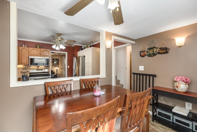 19319 Centralia, Redford, MI 48240 - dining space featuring ceiling fan and stairway