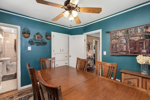 19319 Centralia, Redford, MI 48240 - dining room featuring a ceiling fan and tile patterned flooring