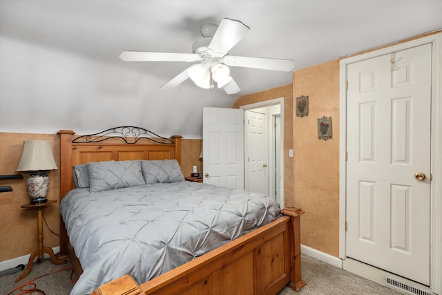 19319 Centralia, Redford, MI 48240 - bedroom featuring light carpet, baseboards, a ceiling fan, and lofted ceiling