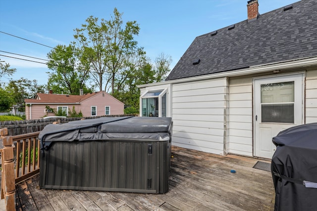 19319 Centralia, Redford, MI 48240 - wooden terrace with a hot tub and area for grilling