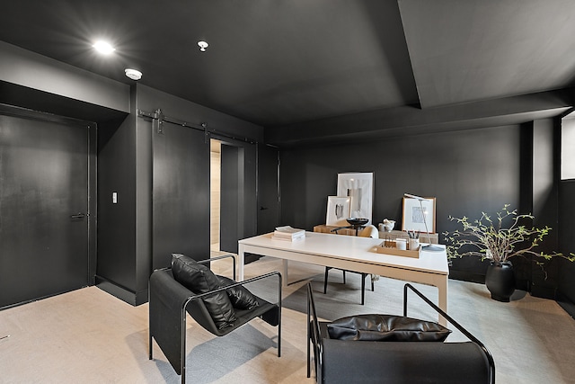 533 E Harrison Ave Unit 20, Royal Oak, MI 48067 - home office with a barn door and recessed lighting