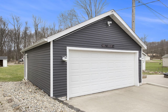 view of detached garage