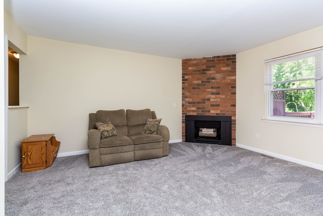 41944 Cherry Hill Rd, Novi, MI 48375 - living area with carpet, a fireplace, and baseboards