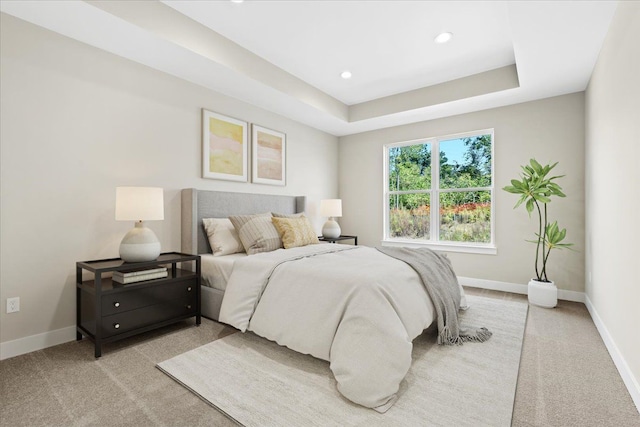 2080 Crested Butte Dr, White Lake, MI 48383 - bedroom with light colored carpet, baseboards, recessed lighting, and a raised ceiling