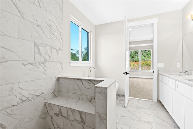 2080 Crested Butte Dr, White Lake, MI 48383 - full bath with marble finish floors and vanity