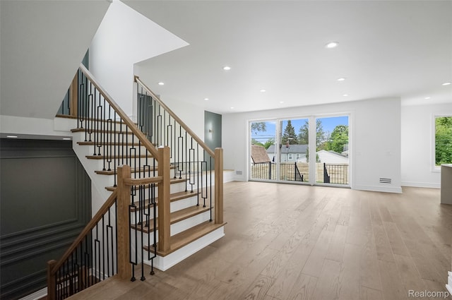 4112 Elmhurst Ave, Royal Oak, MI 48073 - stairs with wood finished floors, recessed lighting, and baseboards
