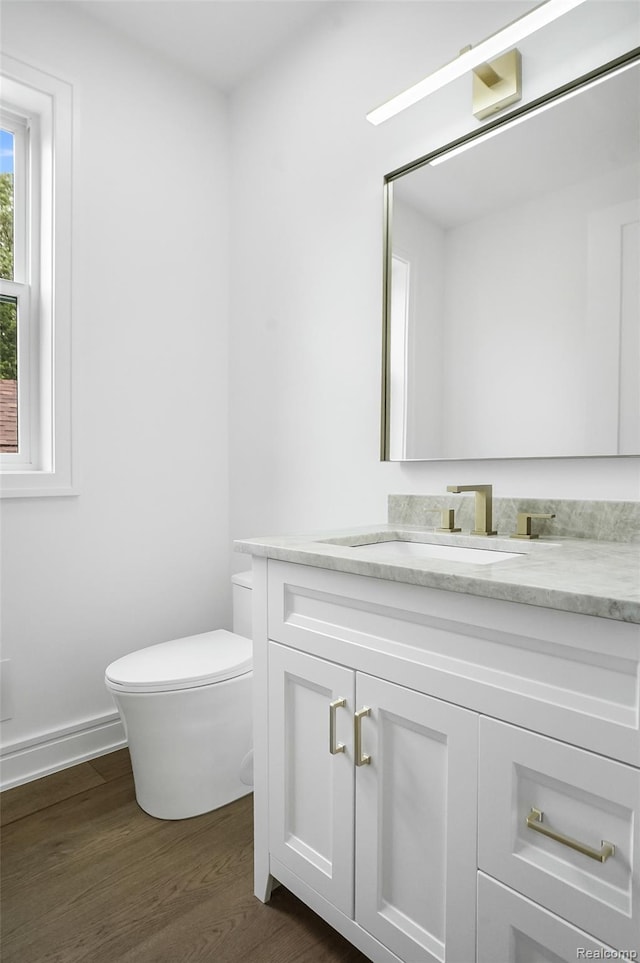 4112 Elmhurst Ave, Royal Oak, MI 48073 - bathroom featuring vanity, wood finished floors, and toilet