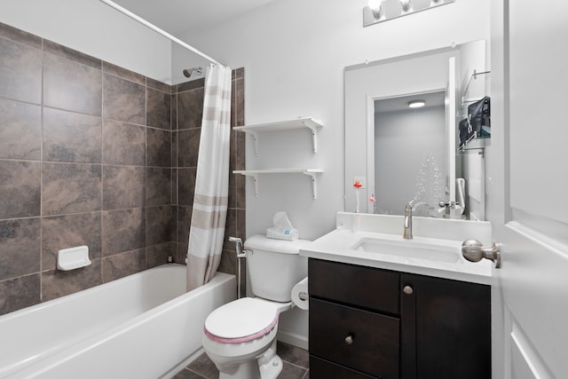 1071 N Sherman Dr Unit B, Royal Oak, MI 48067 - bathroom with toilet, shower / tub combo with curtain, vanity, and tile patterned flooring