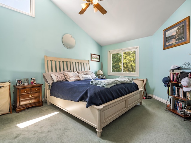 3097 Lansdowne Rd, Waterford, MI 48329 - bedroom with lofted ceiling, carpet, and ceiling fan