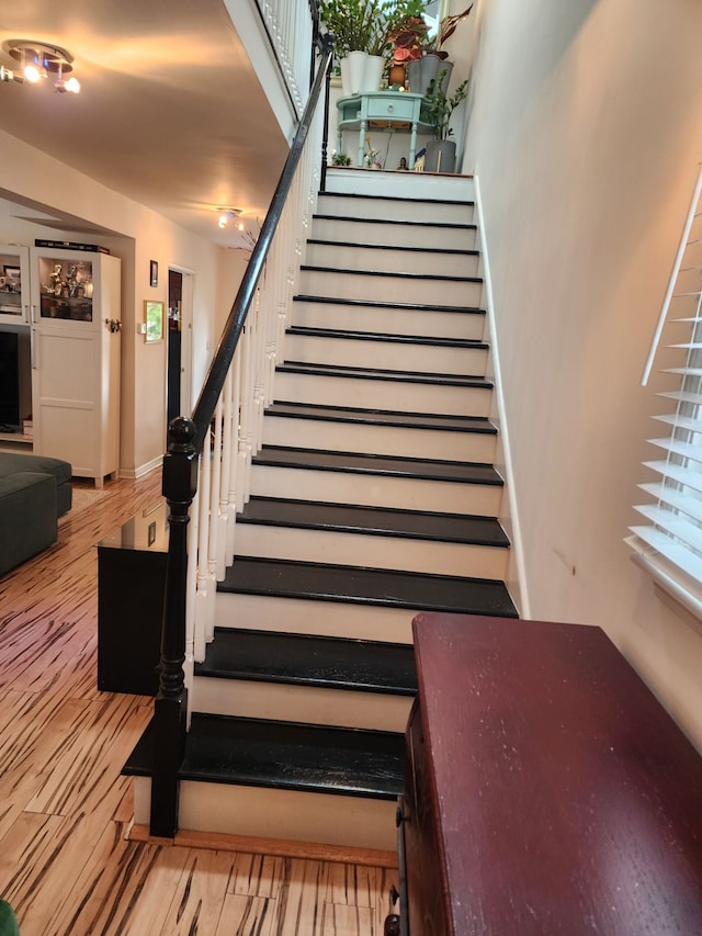 2713 Trowbridge St, Hamtramck, MI 48212 - stairway featuring wood finished floors