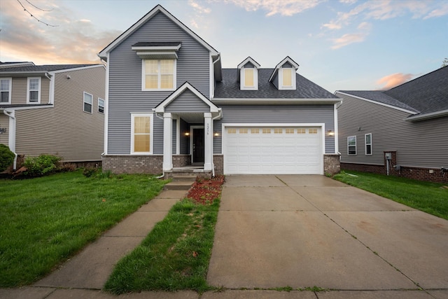 3236 Curtis, Wixom, MI 48393 - traditional-style home with brick siding, a front yard, driveway, and a shingled roof