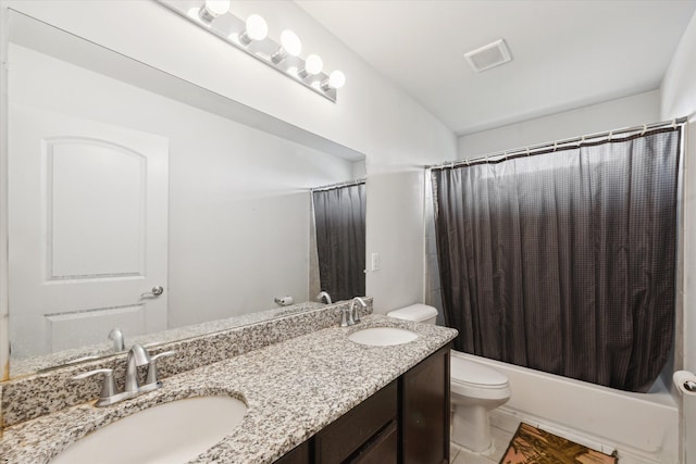 3236 Curtis, Wixom, MI 48393 - bathroom featuring toilet, shower / bath combo, and double vanity