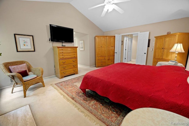 5117 Woodview Ct, Dearborn, MI 48126 - bedroom featuring lofted ceiling, light carpet, a ceiling fan, and baseboards