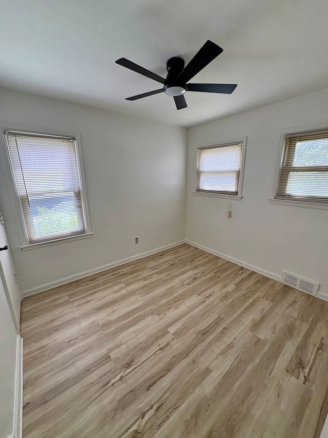 9988 Stout St, Detroit, MI 48228 - spare room featuring light wood-style floors, ceiling fan, and baseboards