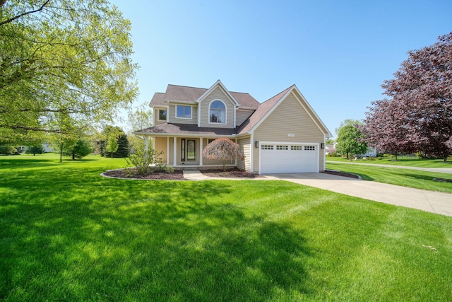1287 Deer Run, Grass Lake, MI 49240 - traditional-style house featuring concrete driveway, an attached garage, and a front yard
