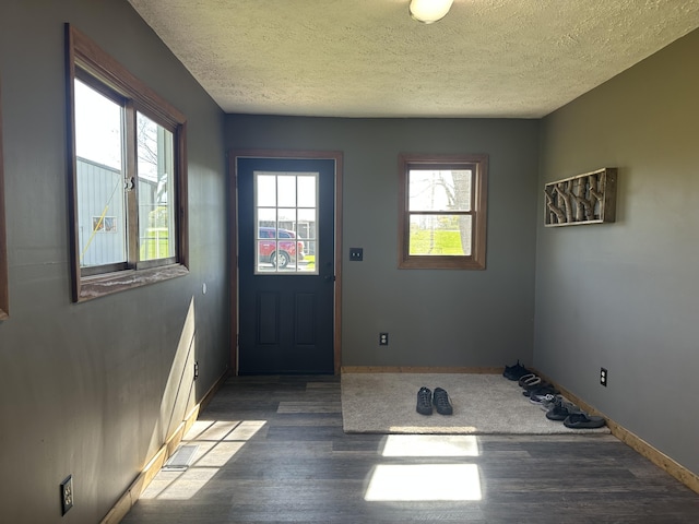 5342 E Fountain Rd, Fountain, MI 49410 - doorway to outside featuring wood finished floors, plenty of natural light, and a textured ceiling