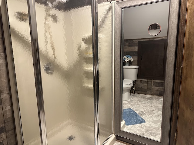 5342 E Fountain Rd, Fountain, MI 49410 - bathroom featuring toilet and a stall shower