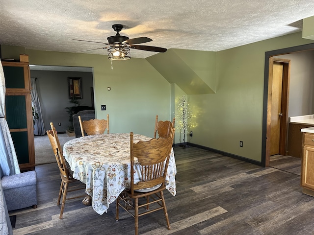 5342 E Fountain Rd, Fountain, MI 49410 - dining space with a textured ceiling, wood finished floors, and ceiling fan
