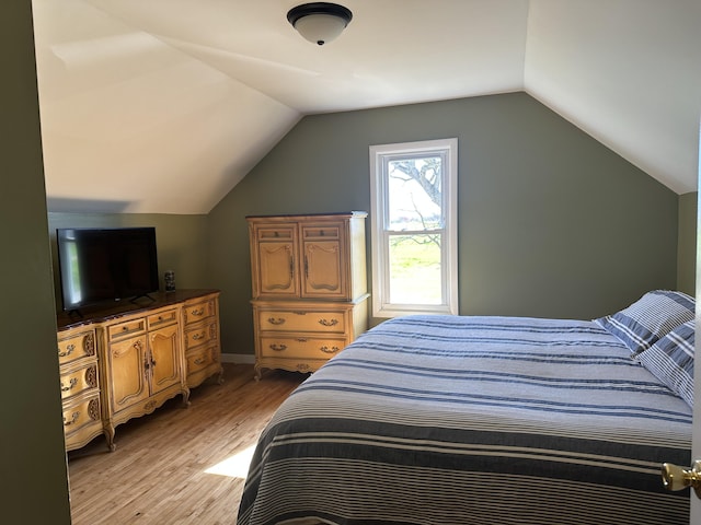 5342 E Fountain Rd, Fountain, MI 49410 - bedroom featuring light wood finished floors and vaulted ceiling