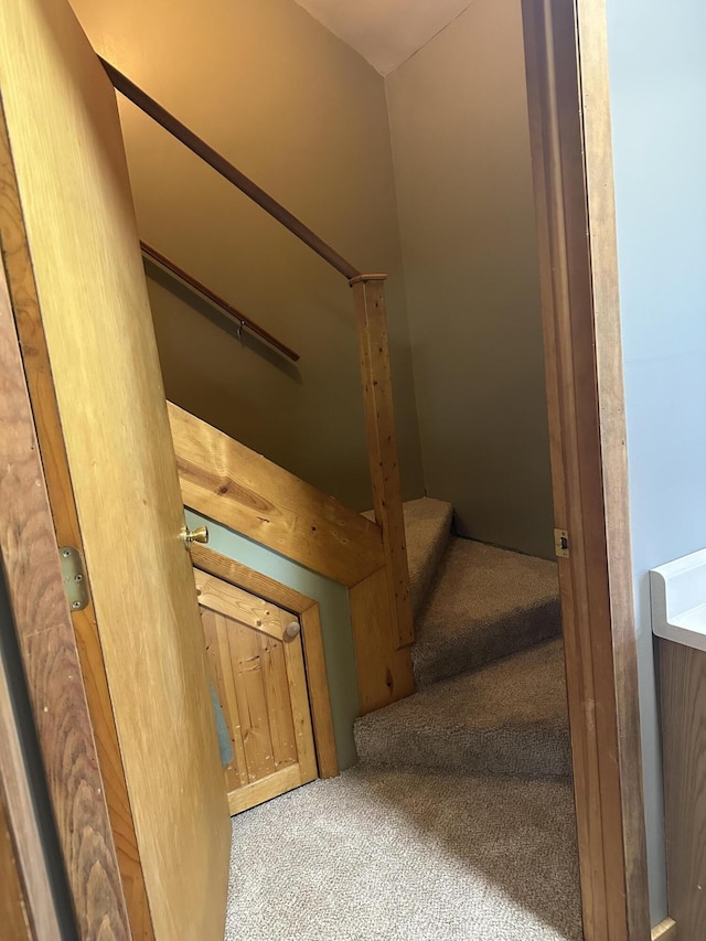 5342 E Fountain Rd, Fountain, MI 49410 - staircase featuring carpet floors