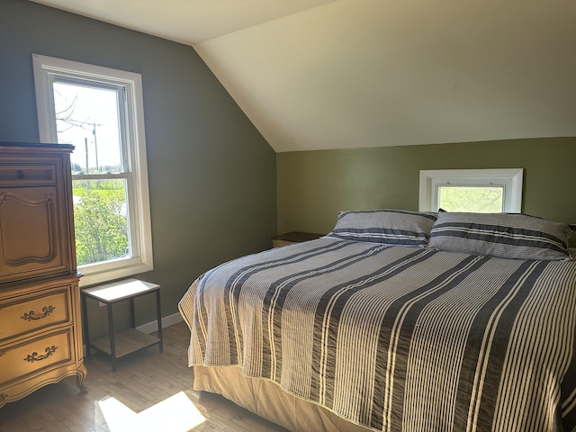 5342 E Fountain Rd, Fountain, MI 49410 - bedroom with lofted ceiling and light wood-type flooring