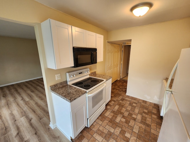 50013 S Jimmy, Chesterfield, MI 48047 - kitchen featuring white appliances, white cabinetry, and dark stone countertops