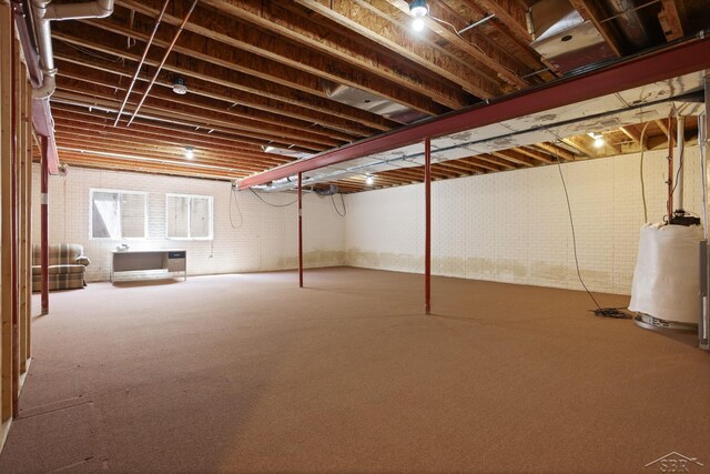 1 Sanctuary Way, Freeland, MI 48623 - unfinished basement with carpet flooring and brick wall