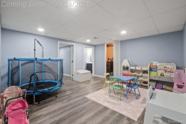 508 Chamberlain St Unit 8, Flushing, MI 48433 - game room with wood finished floors, baseboards, and recessed lighting