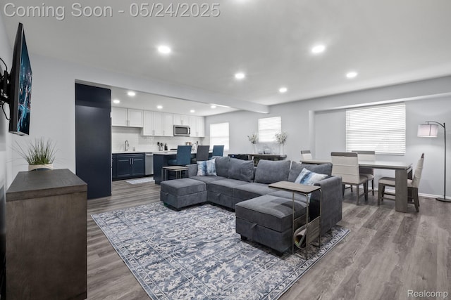 508 Chamberlain St Unit 8, Flushing, MI 48433 - living area with recessed lighting and dark wood-style flooring