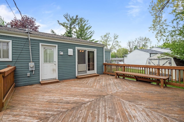 1837 Henbert Rd, West Bloomfield, MI 48324 - wooden deck with an outbuilding and a storage unit