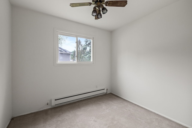 1837 Henbert Rd, West Bloomfield, MI 48324 - spare room with a baseboard heating unit, light carpet, and a ceiling fan