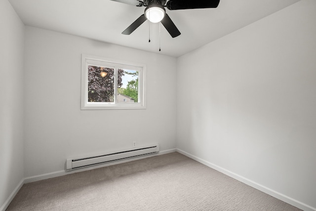 1837 Henbert Rd, West Bloomfield, MI 48324 - unfurnished room featuring a baseboard radiator, carpet, baseboards, and ceiling fan