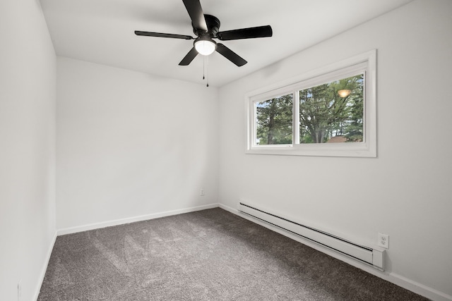 1837 Henbert Rd, West Bloomfield, MI 48324 - spare room with a baseboard radiator, carpet floors, a ceiling fan, and baseboards