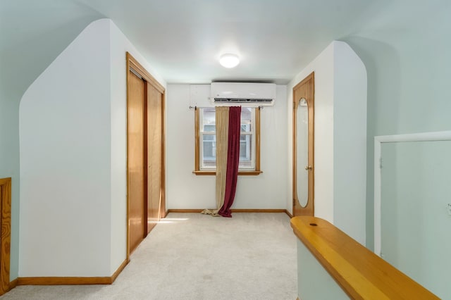 1526 S Gulley Rd, Dearborn Heights, MI 48125 - hall featuring a wall unit AC, light carpet, and baseboards