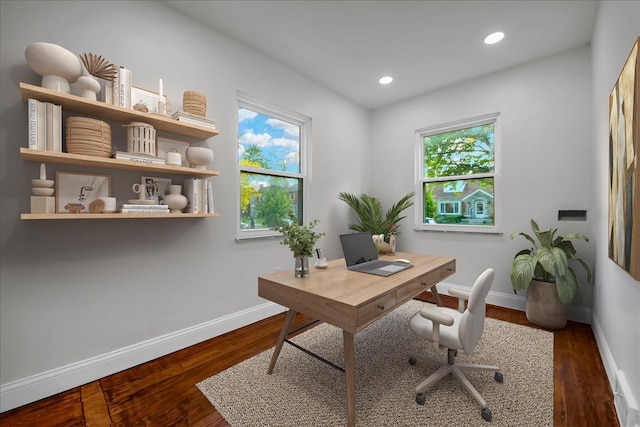 17550 Ohio St, Detroit, MI 48221 - home office featuring wood finished floors, baseboards, and recessed lighting