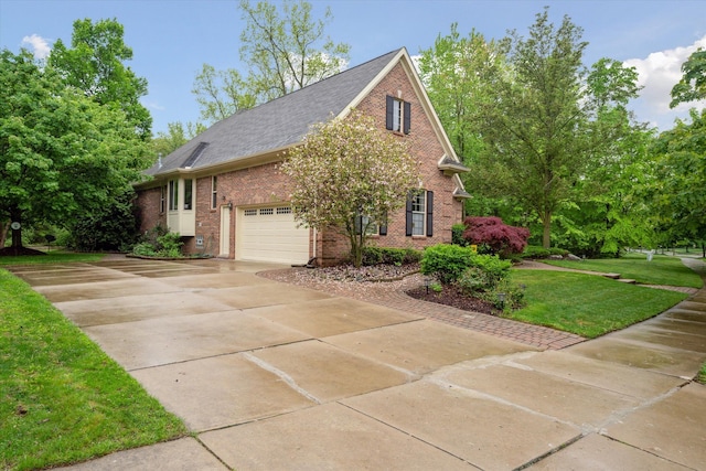 42259 White Hart Blvd, Canton, MI 48188 - view of home's exterior with brick siding, concrete driveway, a lawn, and a shingled roof