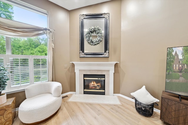 42259 White Hart Blvd, Canton, MI 48188 - sitting room featuring wood finished floors, plenty of natural light, a premium fireplace, and baseboards